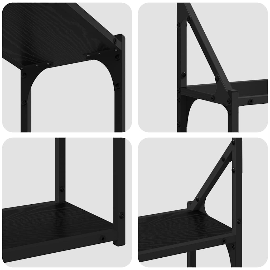 Falpolc polcokkal tárolóval Musta tammi 60 x 21 x 51 cm Faanyag