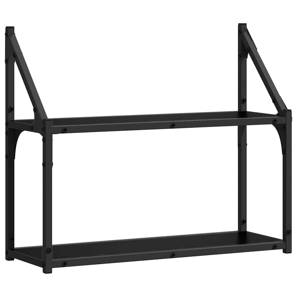 Falpolc polcokkal tárolóval Musta tammi 60 x 21 x 51 cm Faanyag