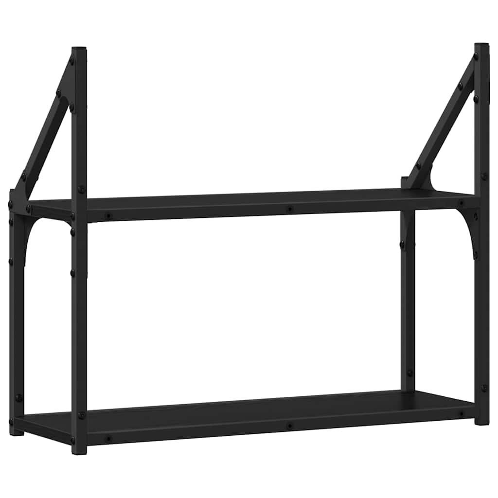 Falpolc polcokkal tárolóval Musta tammi 60 x 21 x 51 cm Faanyag
