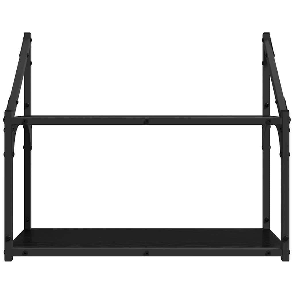 Falpolc polcokkal tárolóval Musta tammi 60 x 21 x 51 cm Faanyag