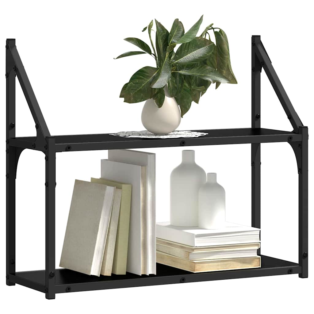 Falpolc polcokkal tárolóval Musta tammi 60 x 21 x 51 cm Faanyag