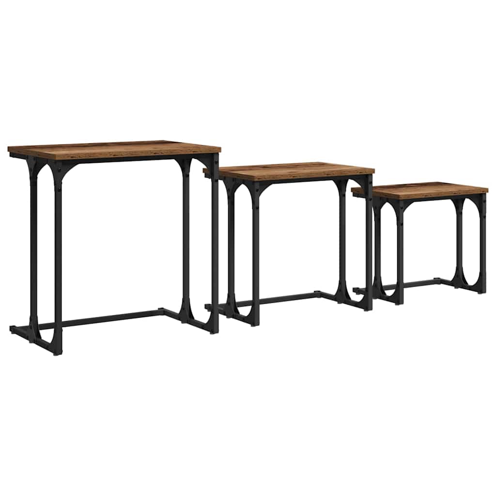 Fészkelt Kávézó Asztal 3 pcs Régi fa 50.5 x 35 x 53 cm Faanyag