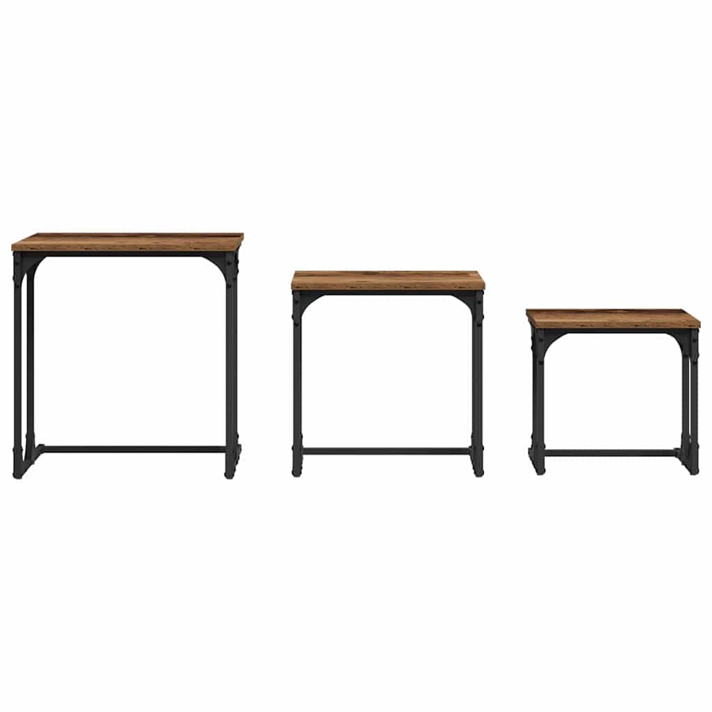 Fészkelt Kávézó Asztal 3 pcs Régi fa 50.5 x 35 x 53 cm Faanyag