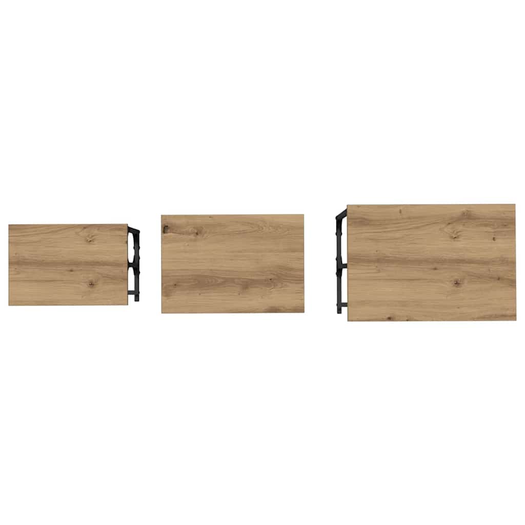 Fészkelt Kávézó Asztal 3 pcs kézműves tölgy 50.5 x 35 x 53 cm