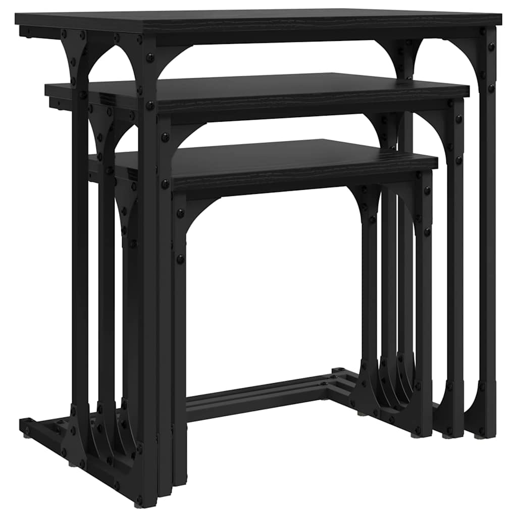 Fészkelt Kávézó Asztal 3 pcs Musta tammi 50.5 x 35 x 53 cm