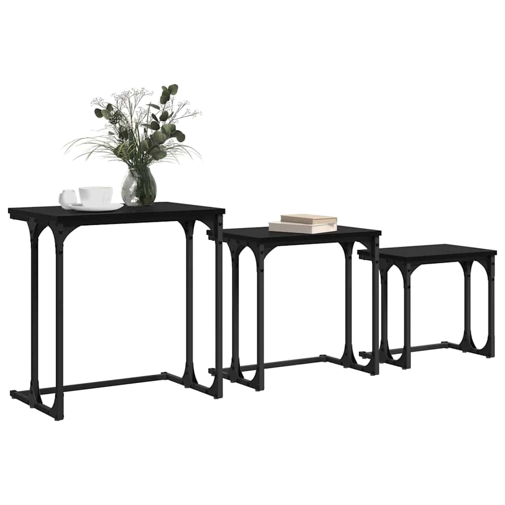 Fészkelt Kávézó Asztal 3 pcs Musta tammi 50.5 x 35 x 53 cm