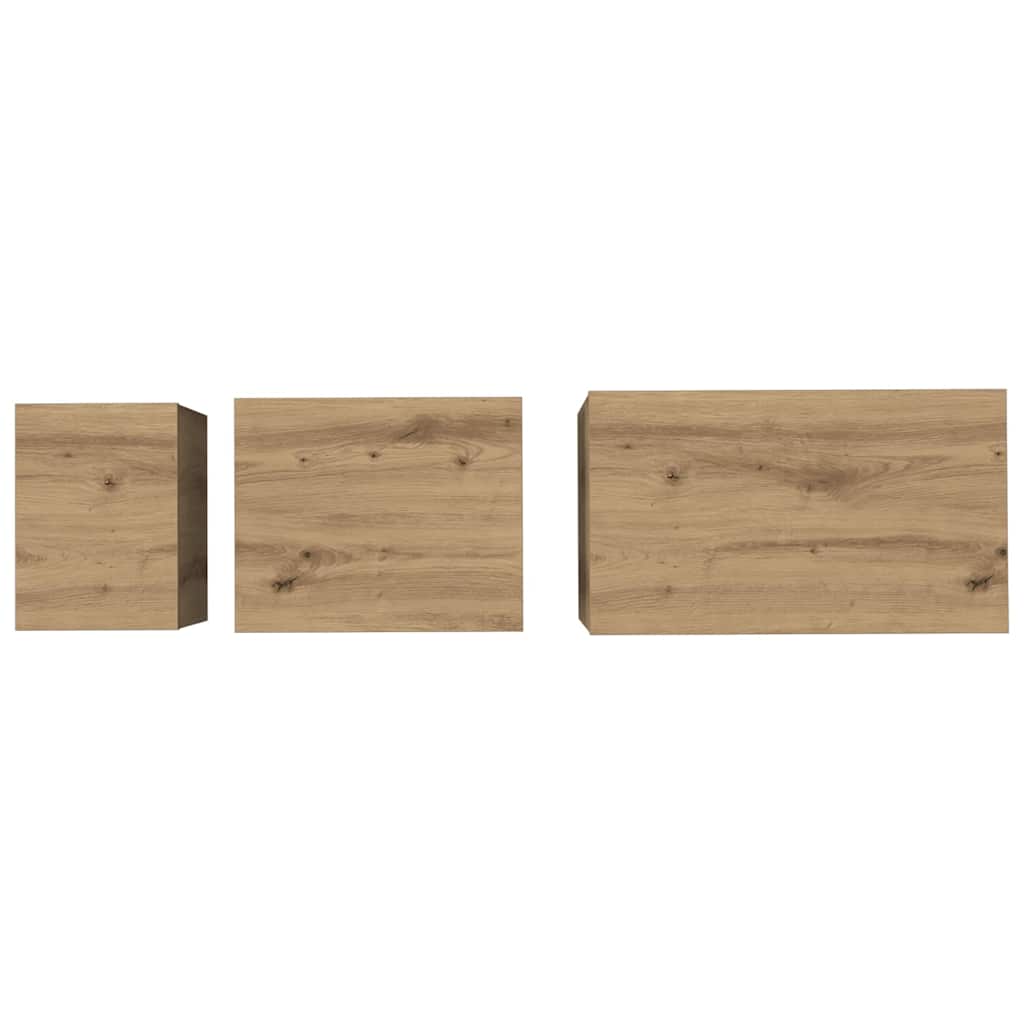 Fészkelt Kávézó Asztal 3 pcs kézműves tölgy 60 x 35 x 56 cm