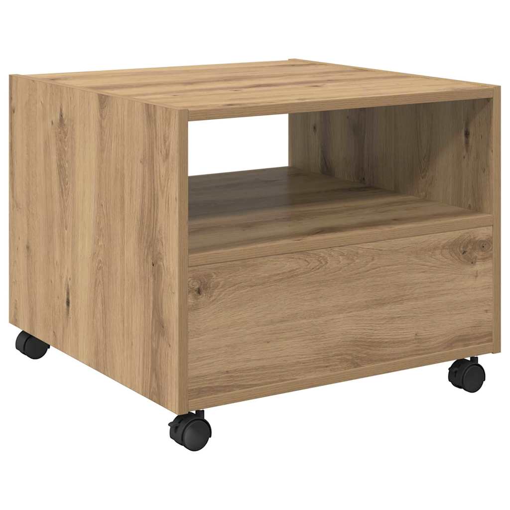 Dohányzóasztal fiókkal kézműves tölgy 55 x 55 x 45 cm Faanyag