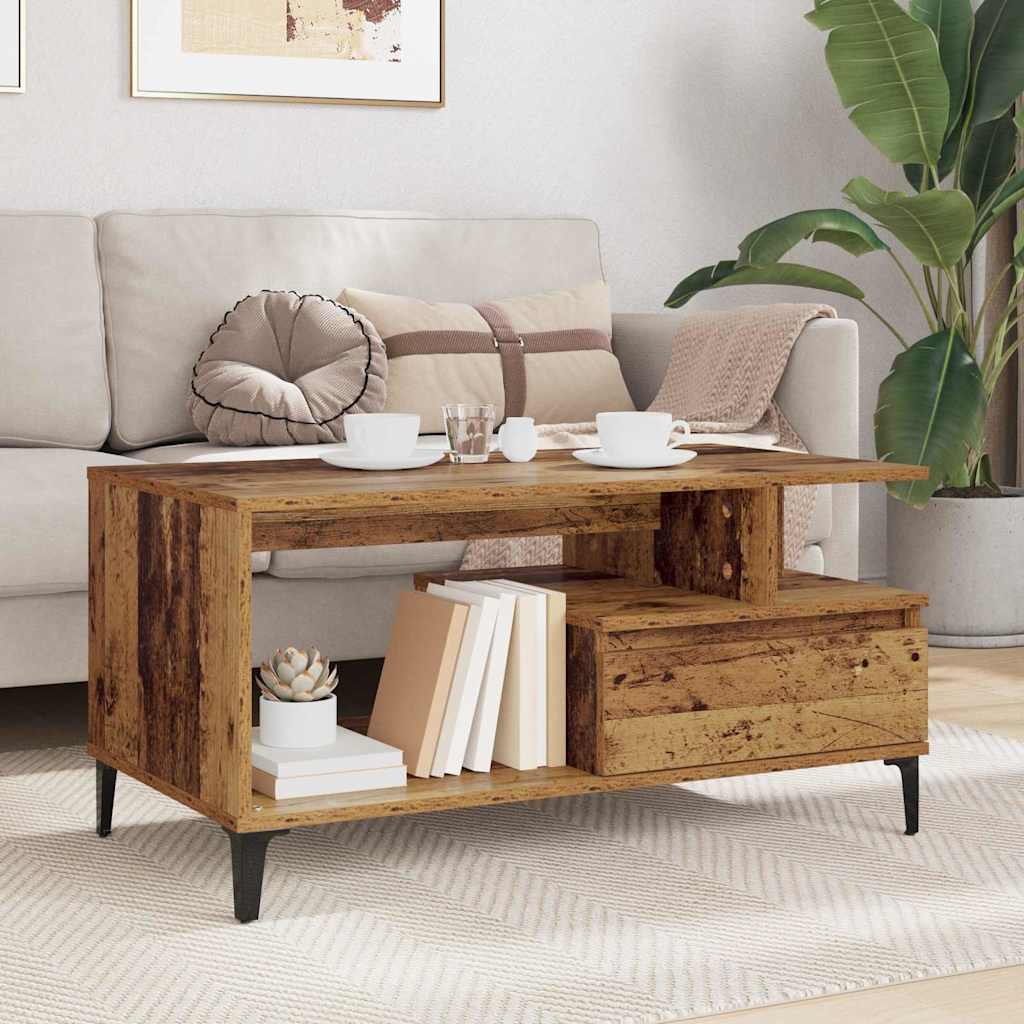 Dohányzóasztal fiókkal Régi fa 90 x 49 x 45 cm Faanyag