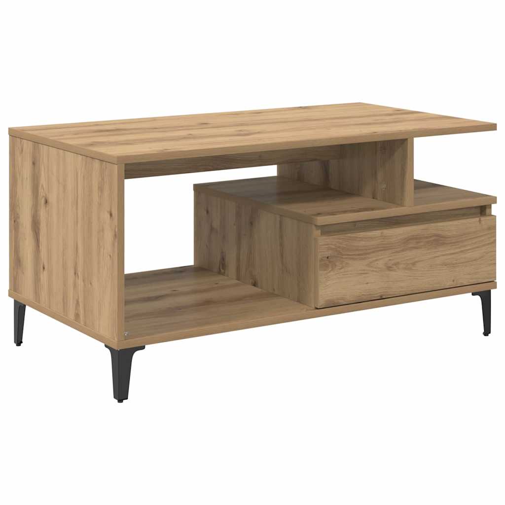 Dohányzóasztal fiókkal kézműves tölgy 90 x 49 x 45 cm Faanyag