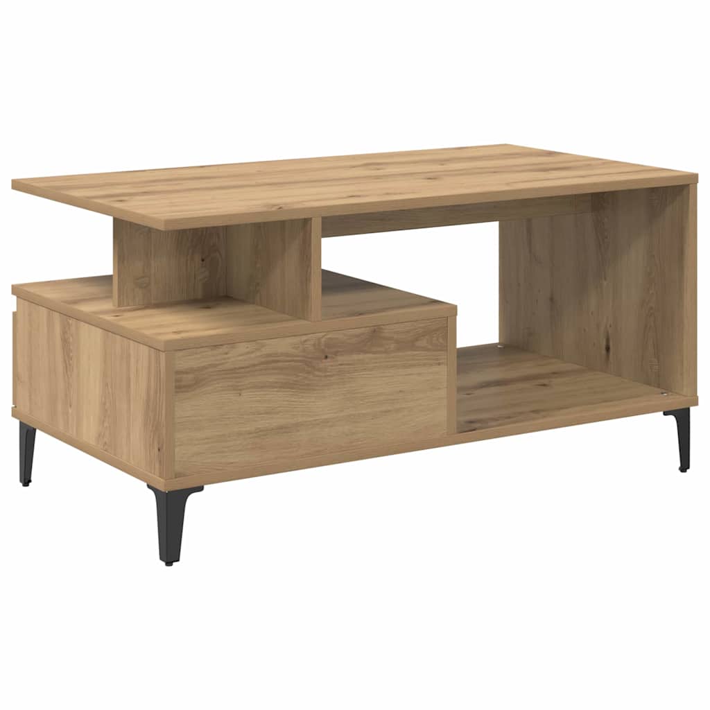 Dohányzóasztal fiókkal kézműves tölgy 90 x 49 x 45 cm Faanyag