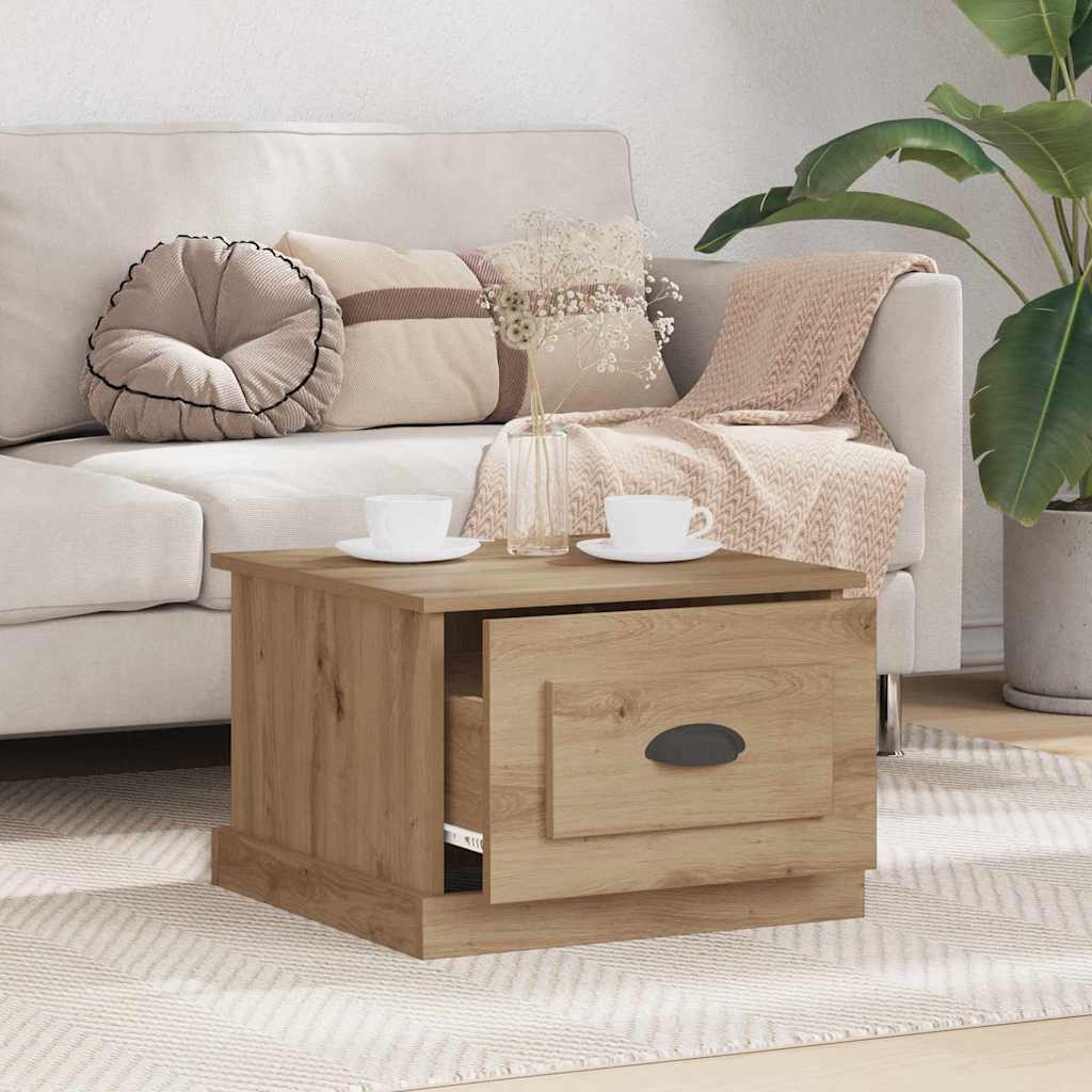 Dohányzóasztal fiókkal kézműves tölgy 50 x 50 x 35 cm Faanyag