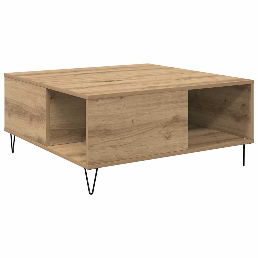Dohányzóasztal kézműves tölgy 80 x 80 x 36.5 cm Faanyag