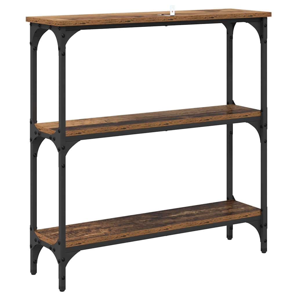 Konzolasztal Régi fa 75 x 22.5 x 75 cm Műgyanta fa és Fém