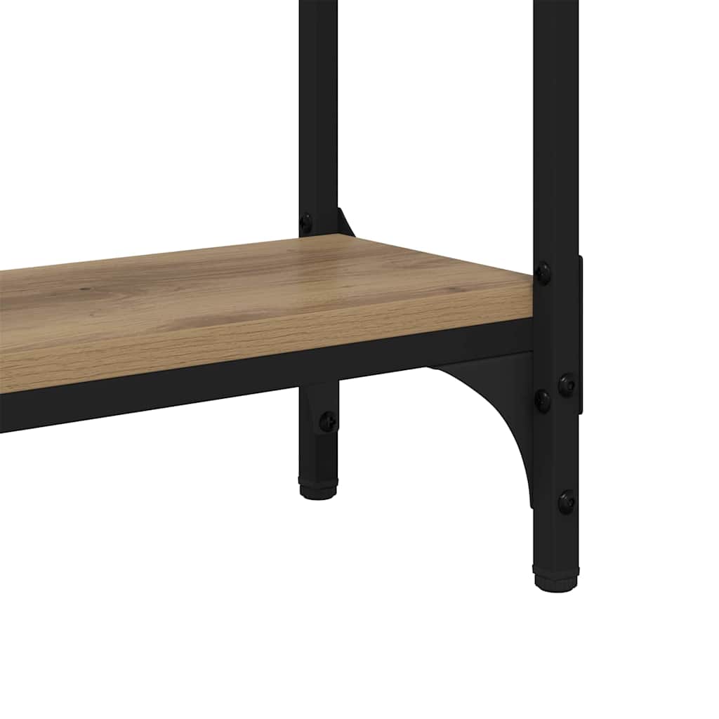 Konzolasztal polcokkal kézműves tölgy 75 x 22.5 x 75 cm