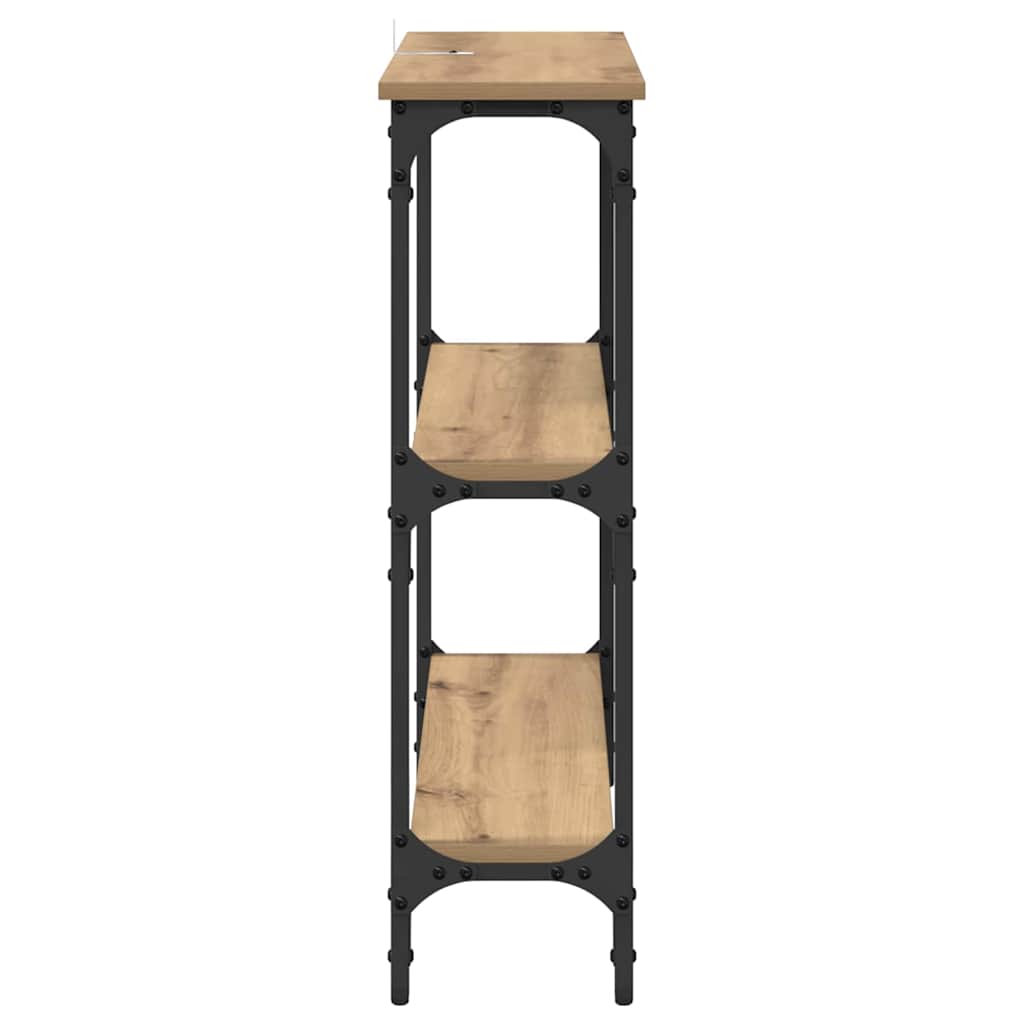 Konzolasztal polcokkal kézműves tölgy 75 x 22.5 x 75 cm