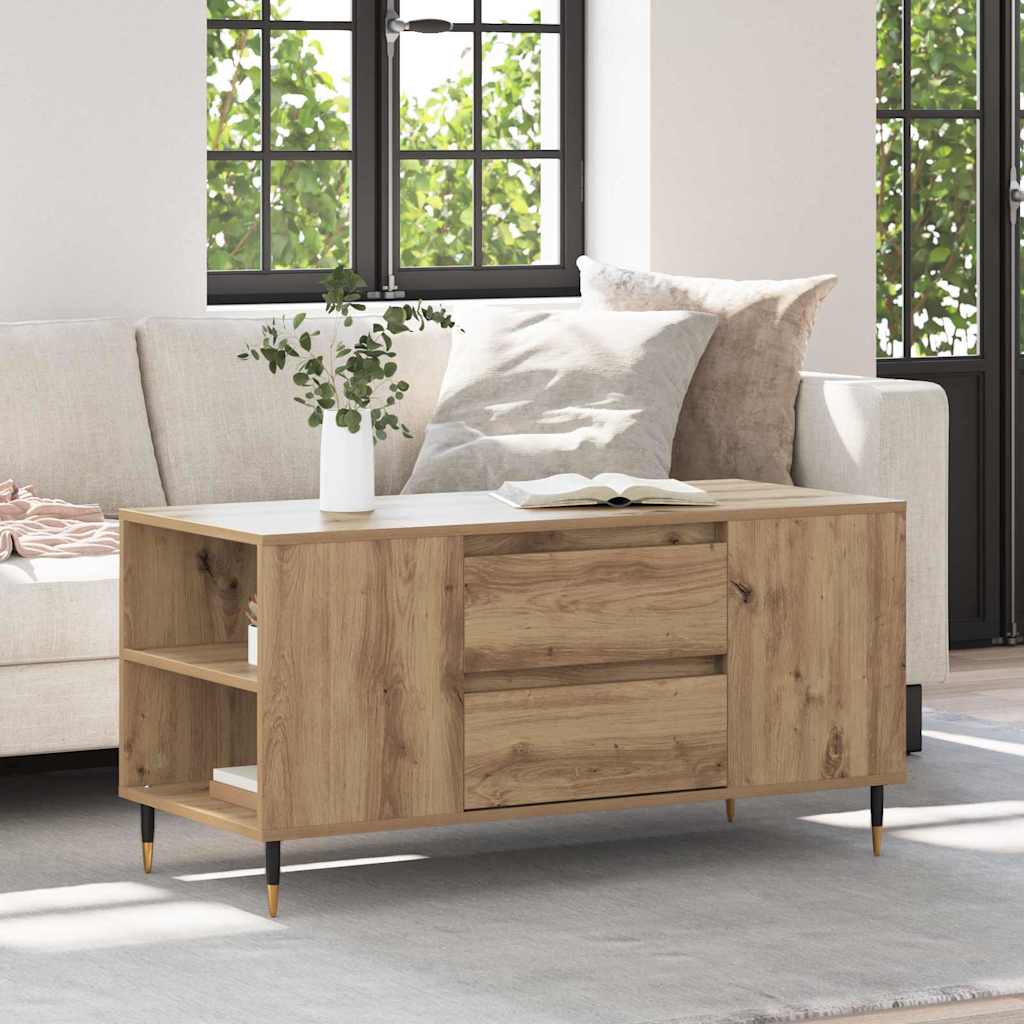 Dohányzóasztal kézműves tölgy 102 x 44.5 x 50 cm Faanyag