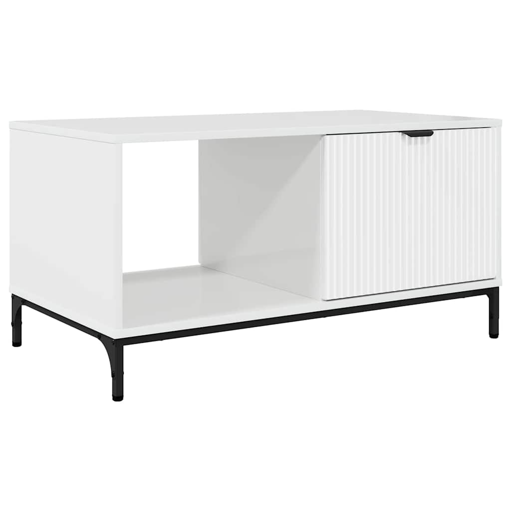 Dohányzóasztal Magasfényű fehér 90 x 49 x 46 cm Faanyag