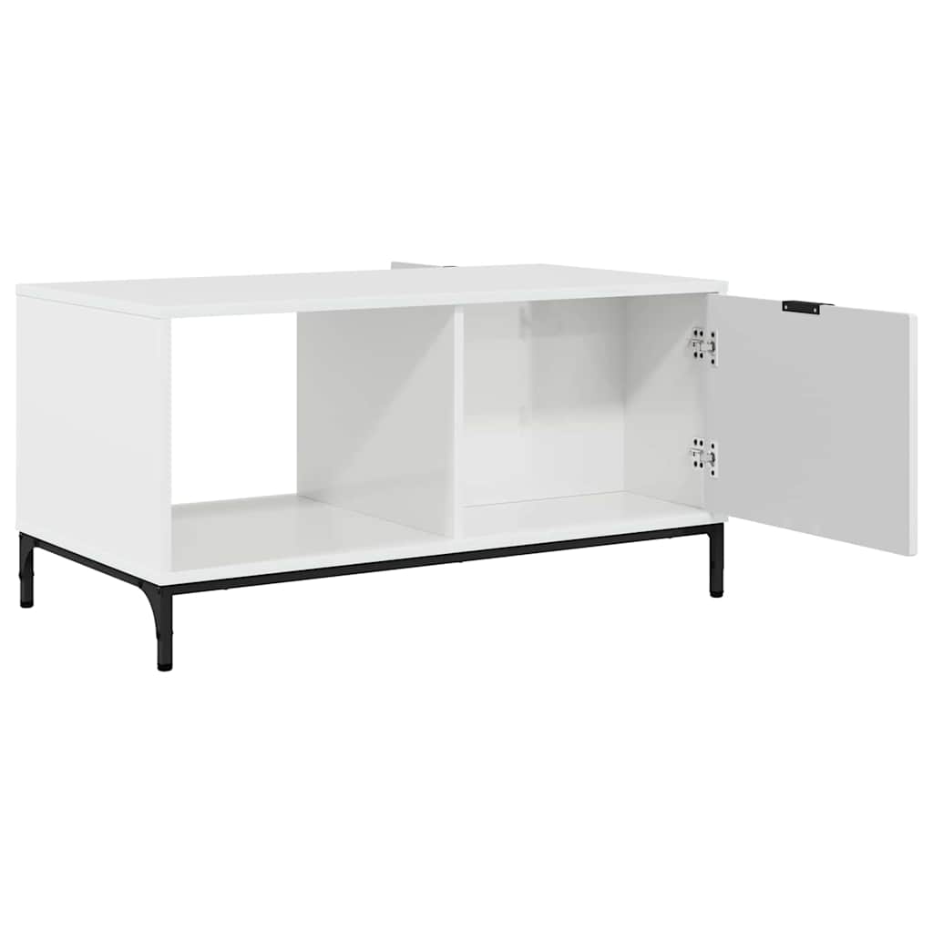 Dohányzóasztal Magasfényű fehér 90 x 49 x 46 cm Faanyag