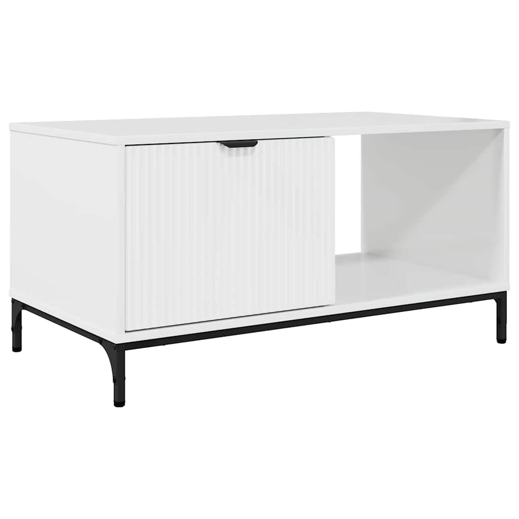 Dohányzóasztal Magasfényű fehér 90 x 49 x 46 cm Faanyag