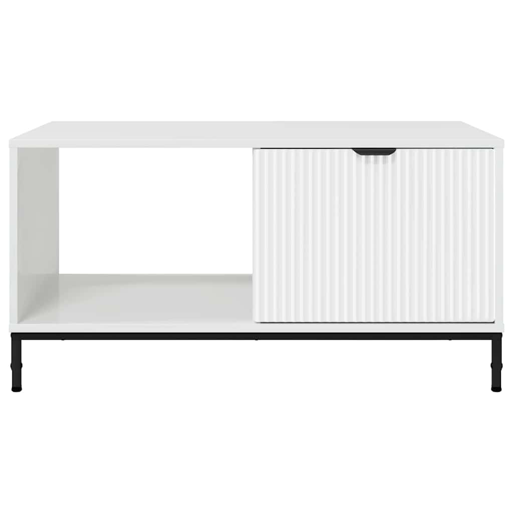Dohányzóasztal Magasfényű fehér 90 x 49 x 46 cm Faanyag