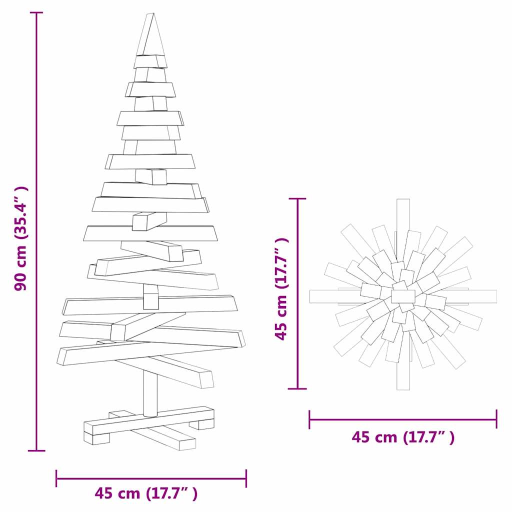 Karácsonyfák állvánnyal Barna 90 cm Tömör fenyőfa
