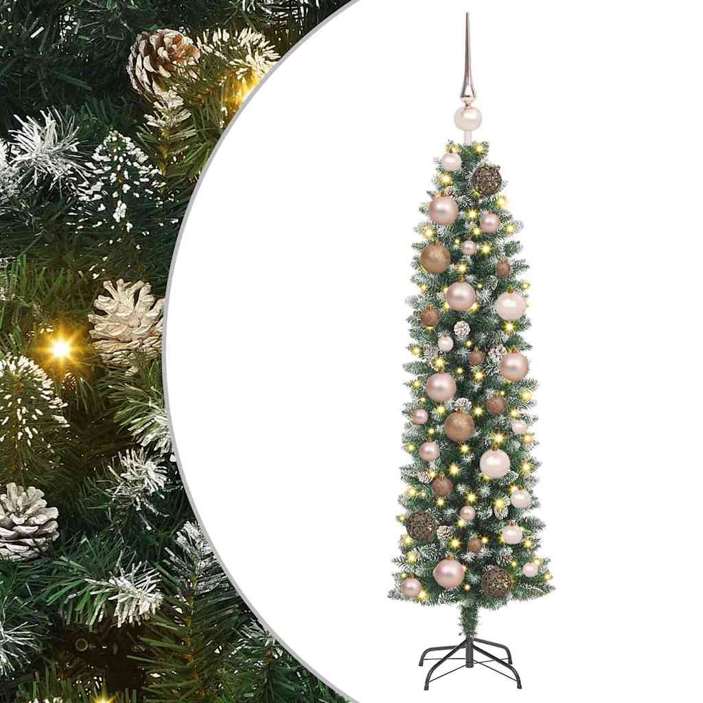 Mű Karcsú Karácsonyi Fa Zöld 120 cm PVC és Fém és Műanyag
