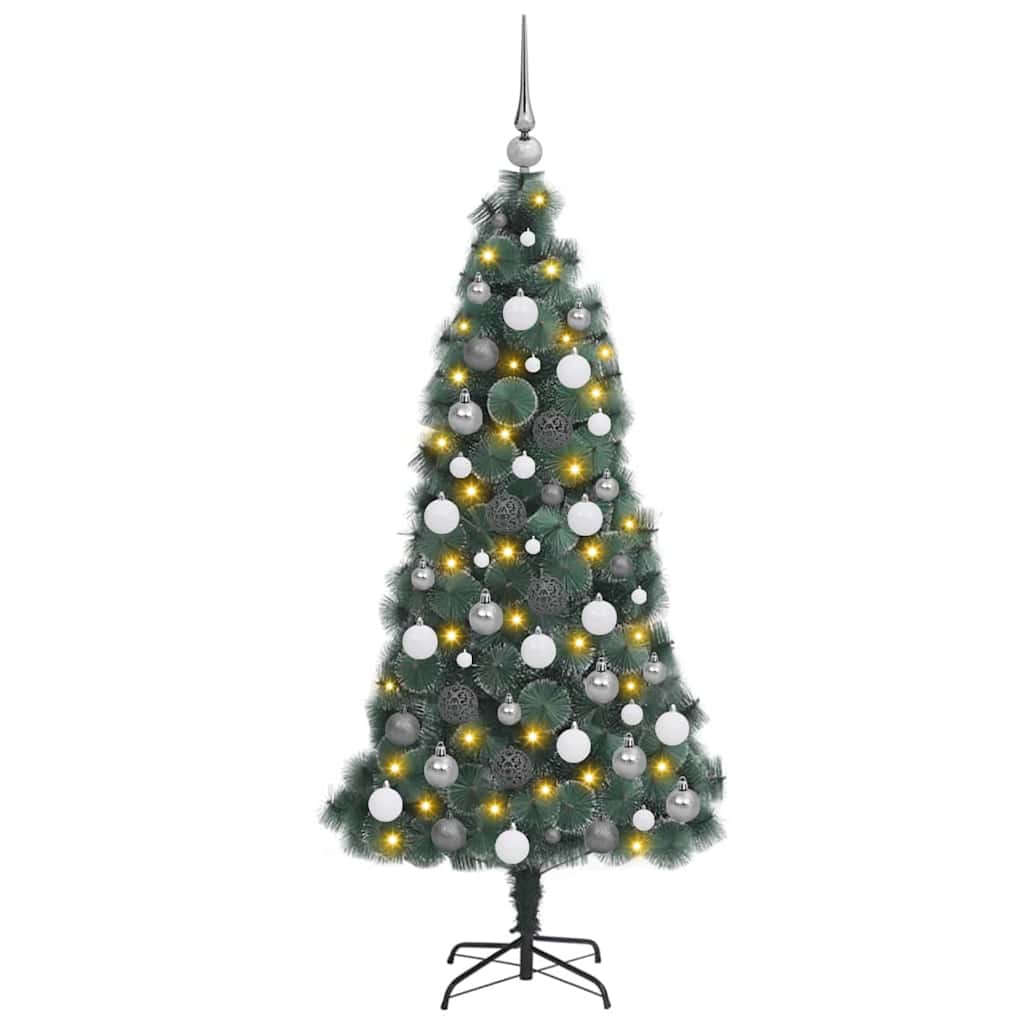 Mesterséges, elővilágított karácsonyfa labdákkal Zöld 120 cm