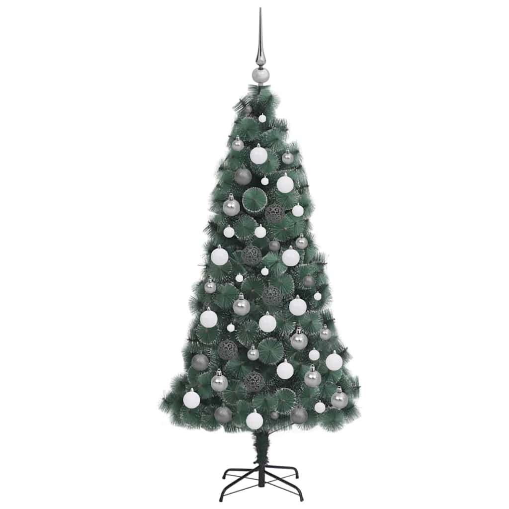 Mesterséges, elővilágított karácsonyfa labdákkal Zöld 120 cm