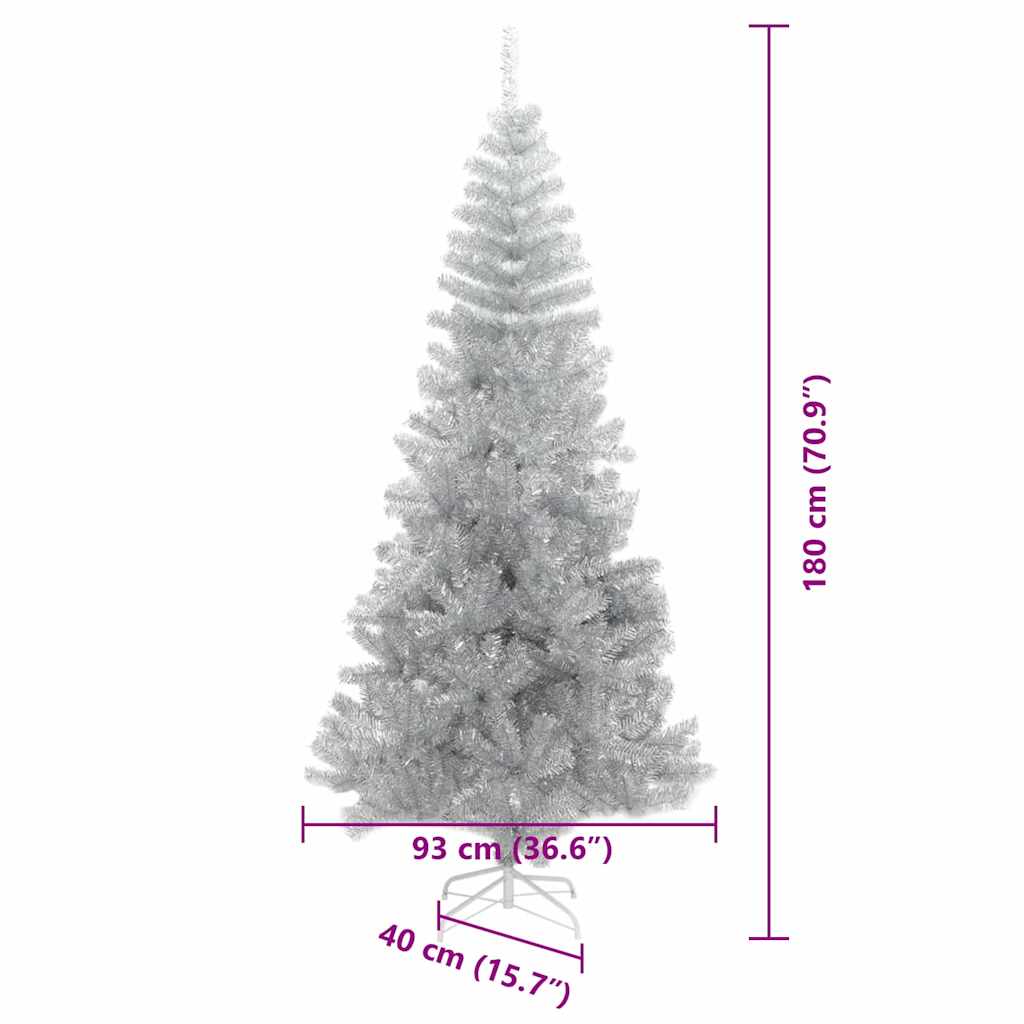 Karácsonyfa 300 LED-del állvánnyal Ezüst 180 cm PET