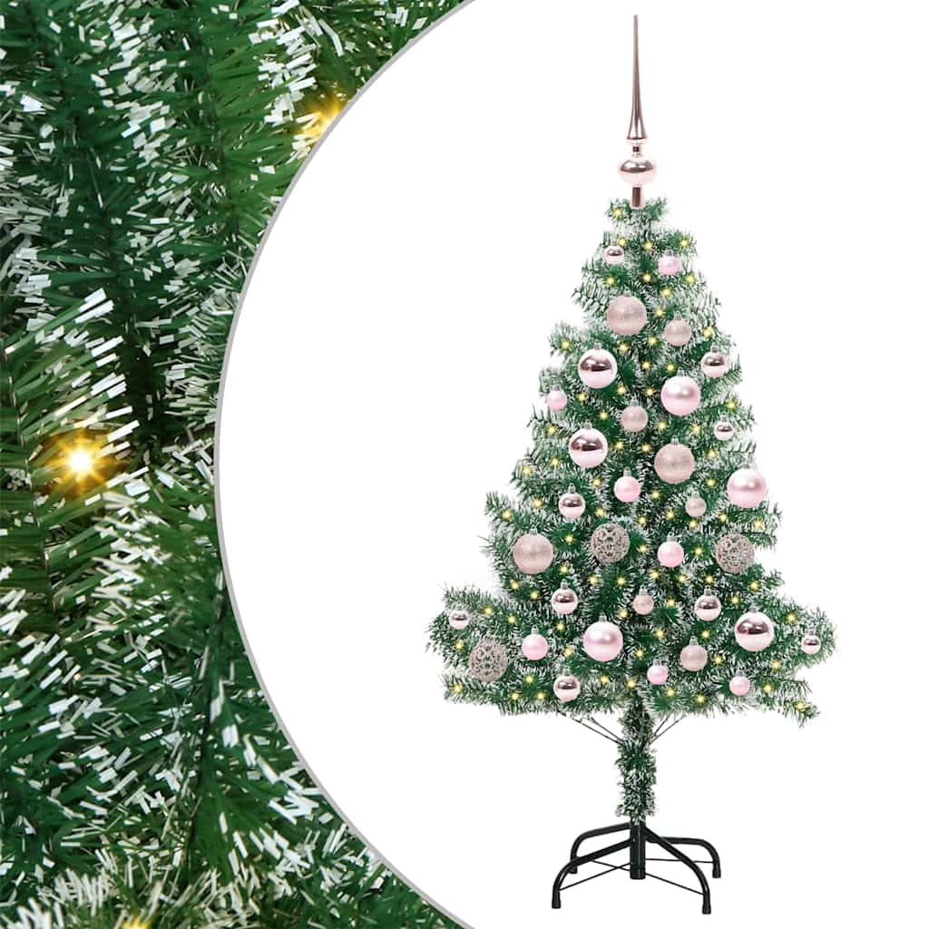 Mű karácsonyi fa hóval borítva LED fényekkel 120 cm