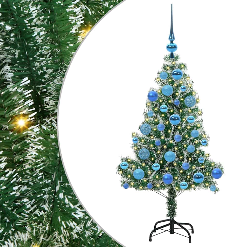Mű karácsonyi fa hóval borítva LED fényekkel 120 cm