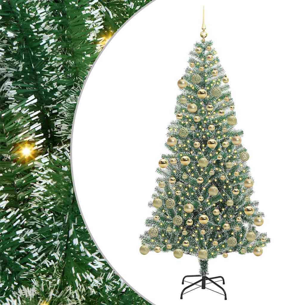 Mű karácsonyi fa hóval borítva LED fényekkel 180 cm