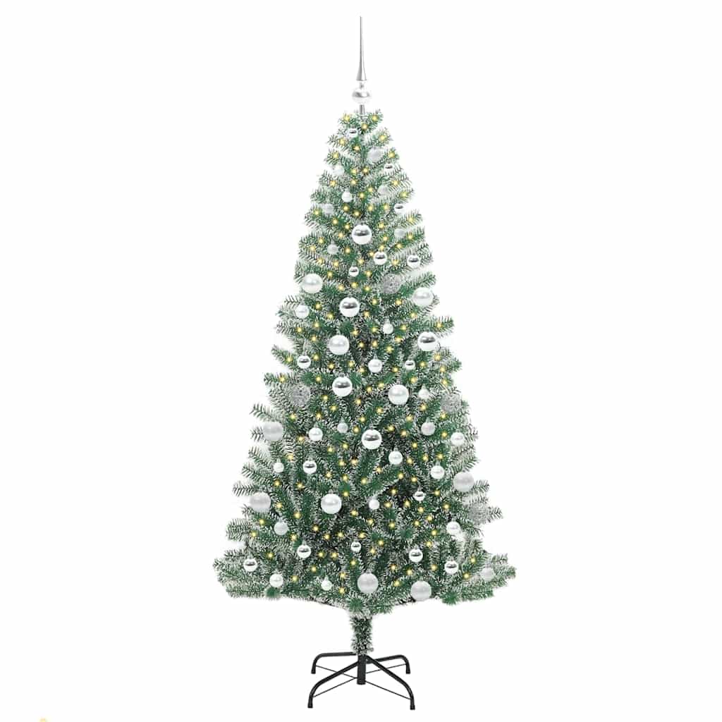 Mű karácsonyi fa hóval borítva LED fényekkel 180 cm