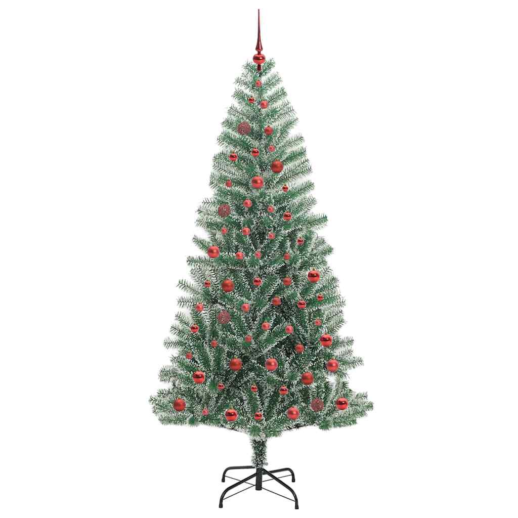 Mű karácsonyi fa hóval borítva LED fényekkel 210 cm