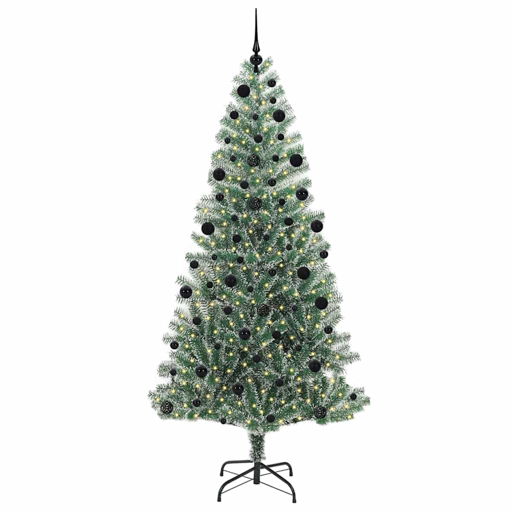 Mű karácsonyi fa hóval borítva LED fényekkel 210 cm