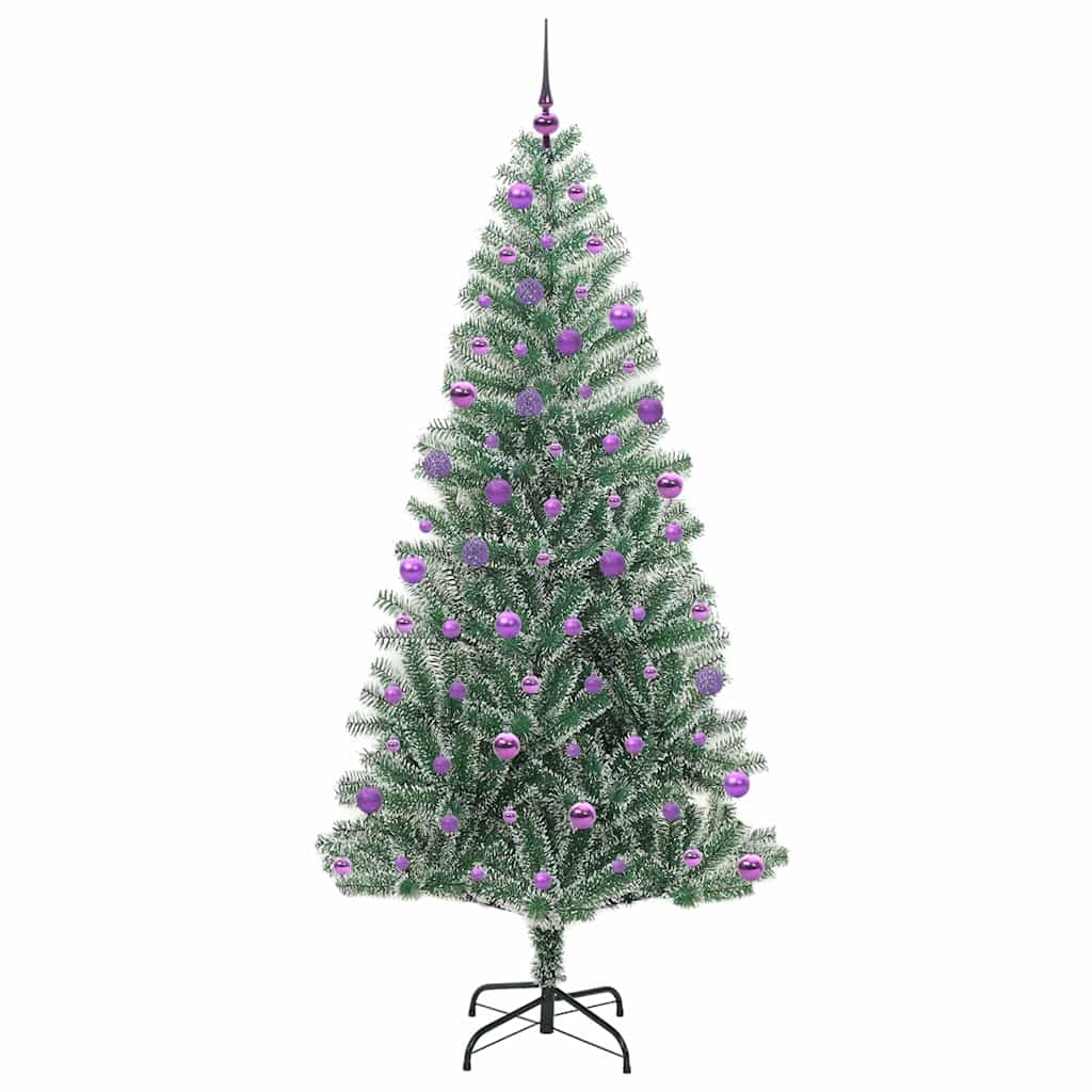 Mű karácsonyi fa hóval borítva LED fényekkel 210 cm