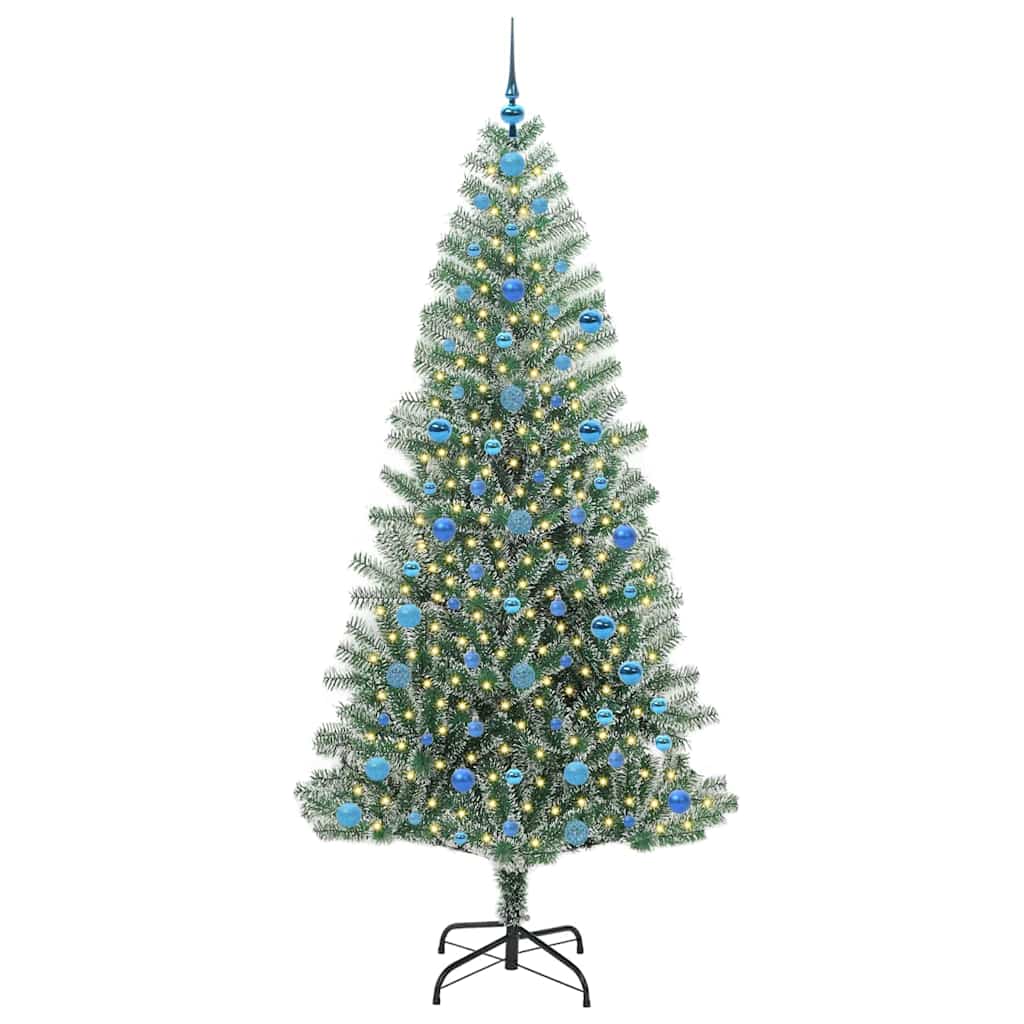 Mű karácsonyi fa hóval borítva LED fényekkel 210 cm