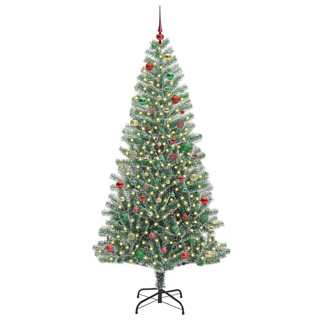 Mű karácsonyi fa hóval borítva LED fényekkel 210 cm
