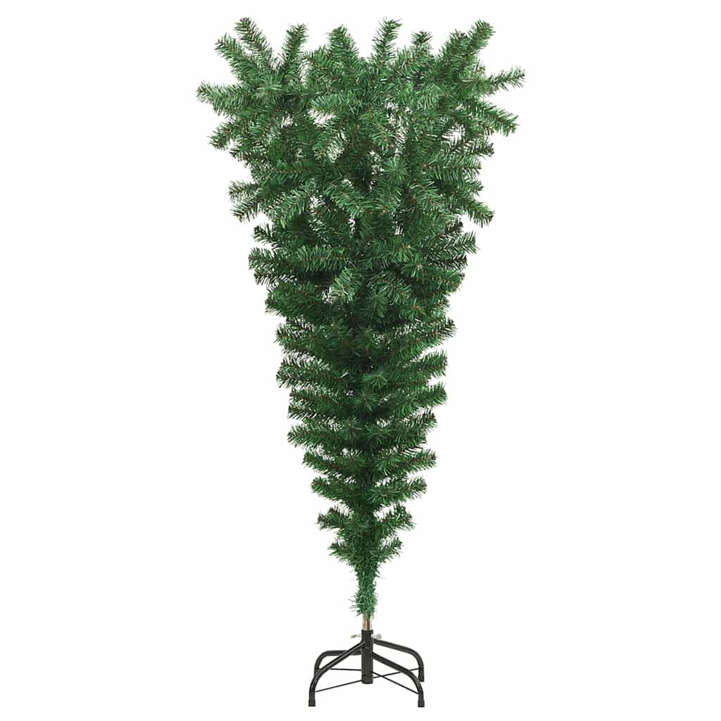 Felfordított Műfenyő Elővilágítással és Gömbökkel Zöld 120 cm