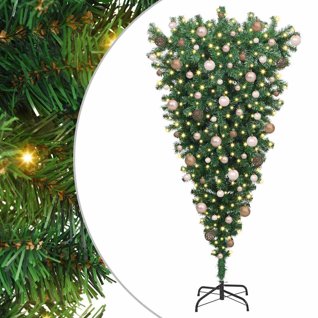 Felfordított Műfenyő Előre Díszítve Karácsonyi Fenyő Gömbökkel