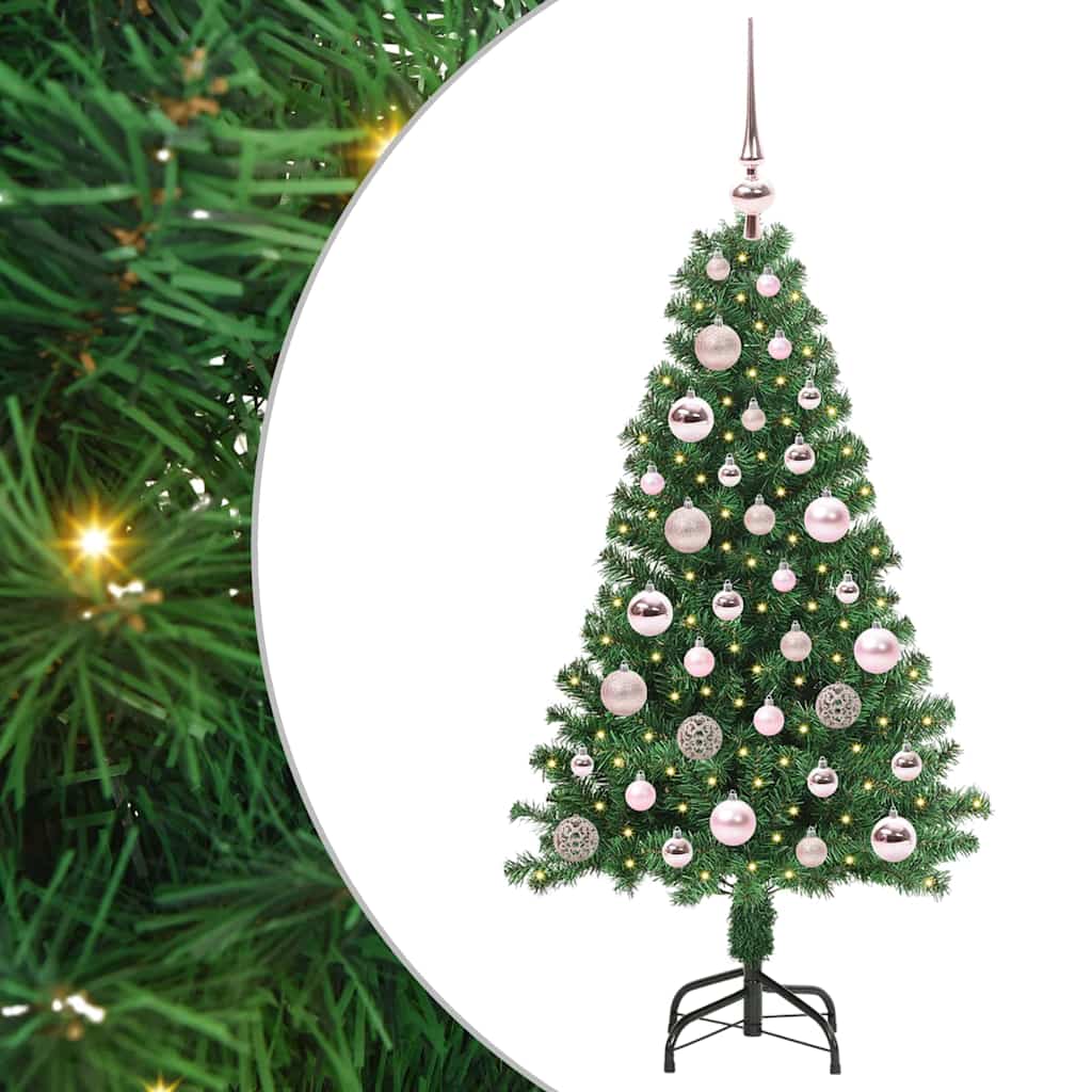 Mű karácsonyfa 150 LED-del Zöld 120 cm PVC és Acél és Műanyag