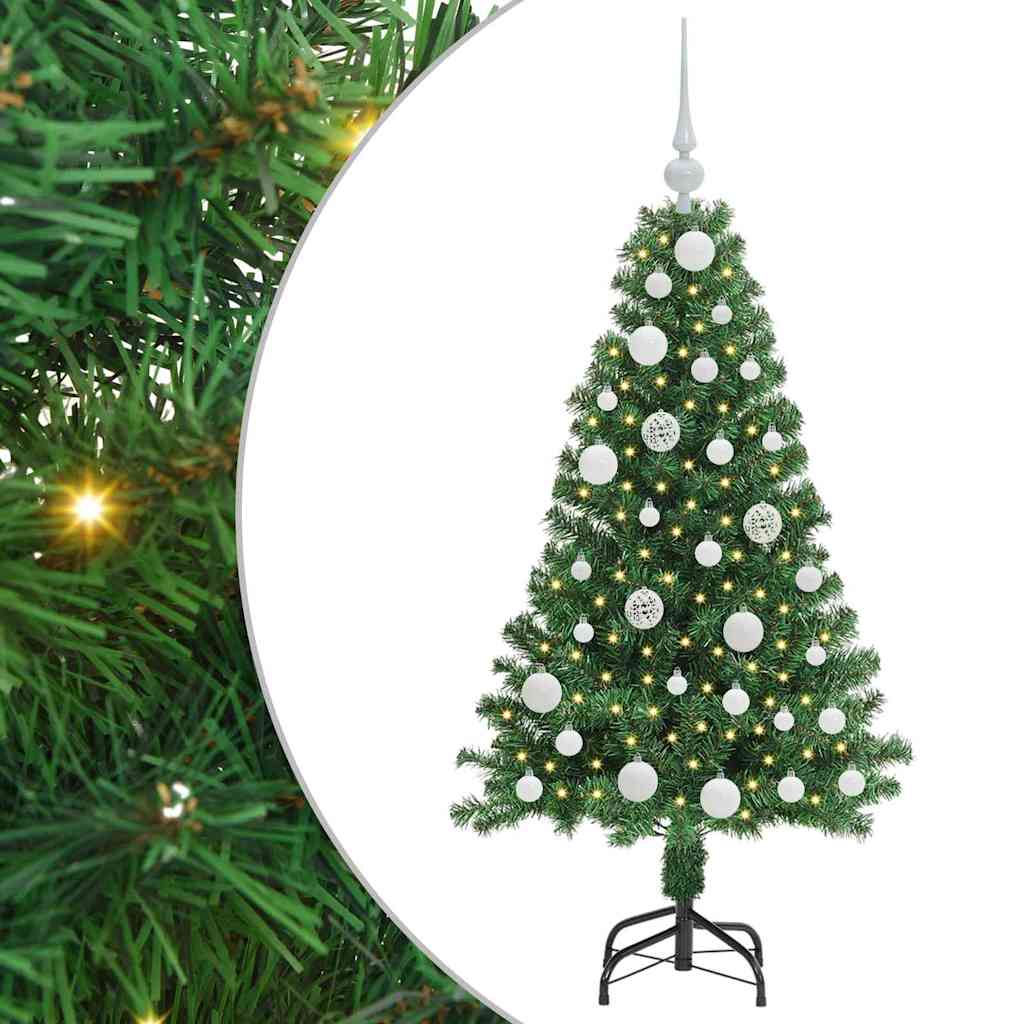 Mű karácsonyfa 150 LED-del Zöld 120 cm PVC és Acél és Műanyag
