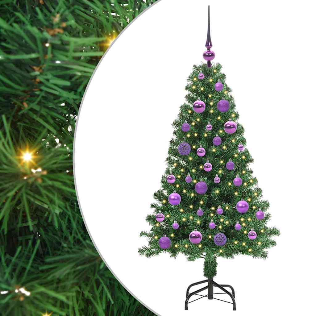 Mű karácsonyfa 150 LED-del Zöld 120 cm PVC és Acél és Műanyag