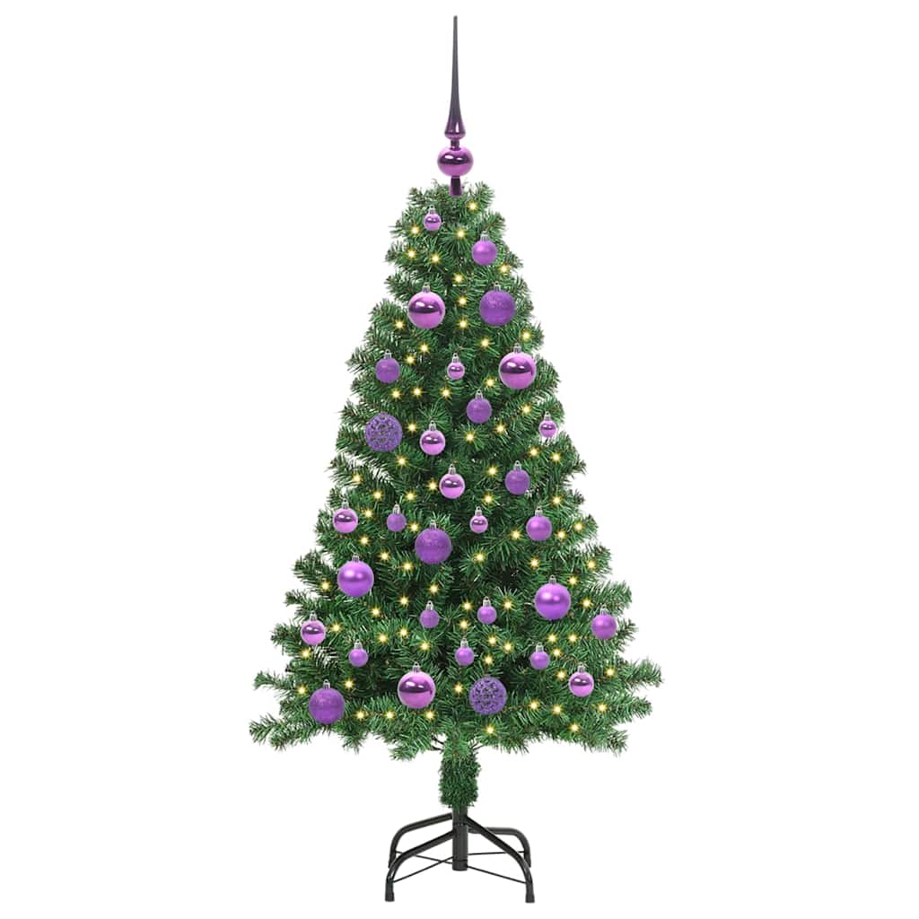Mű karácsonyfa 150 LED-del Zöld 120 cm PVC és Acél és Műanyag