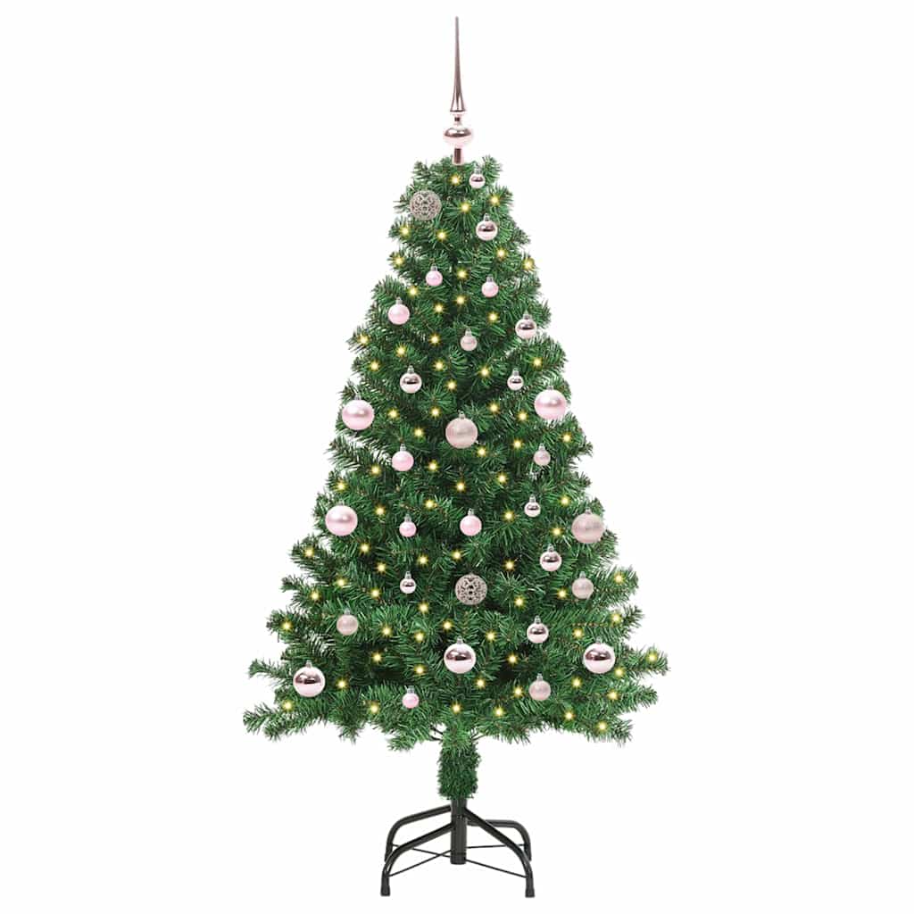 Mű karácsonyfa 150 LED-del Zöld 150 cm PVC és Acél és Műanyag
