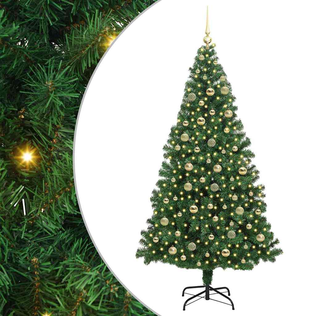 Mű karácsonyfa 300 LED-del Zöld 210 cm PVC és Acél és Műanyag