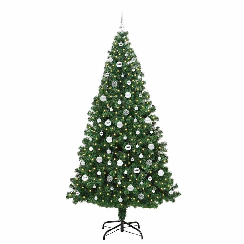 Mű karácsonyfa 300 LED-del Zöld 210 cm PVC és Acél és Műanyag