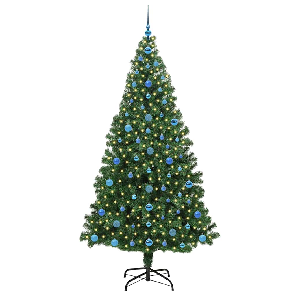 Mű karácsonyfa 300 LED-del Zöld 210 cm PVC és Acél és Műanyag