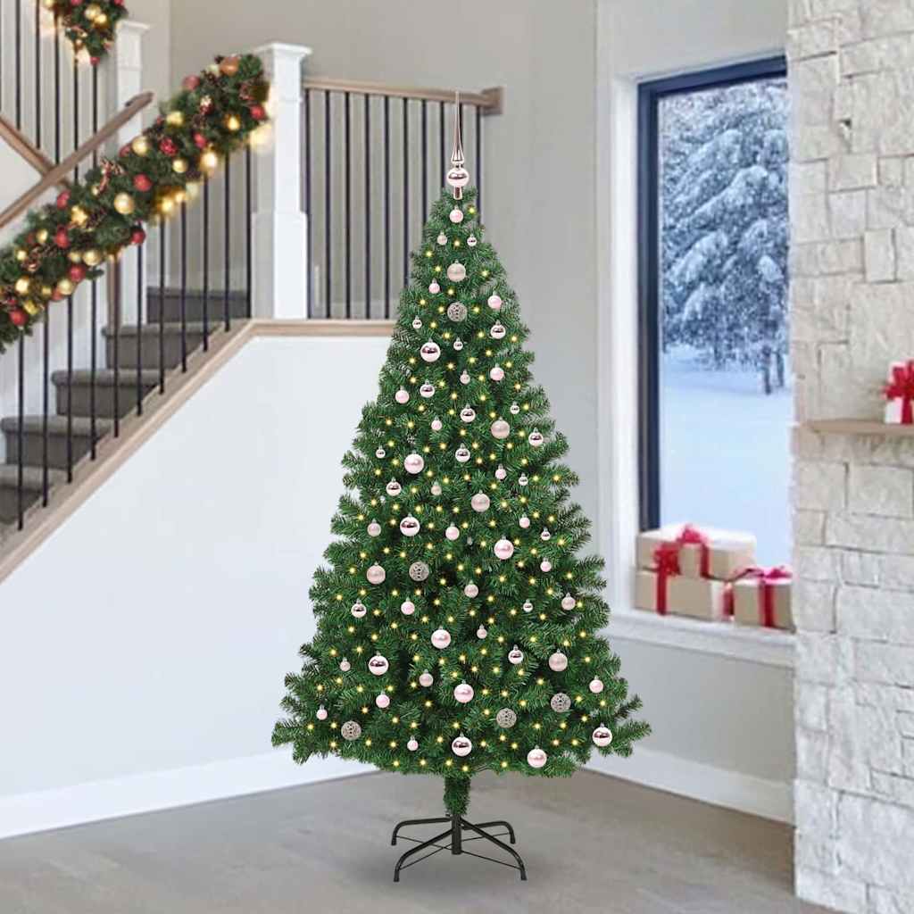 Mű karácsonyfa 300 LED-del Zöld 240 cm PVC és Acél és Műanyag